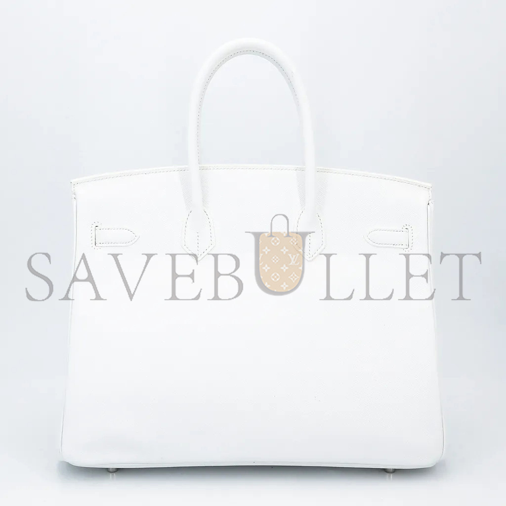 HERMÈS BIRKIN 30 SWIFT LEATHER PURE WHITE SILVER BUCKLE H049352CK21 (30*23*15cm)